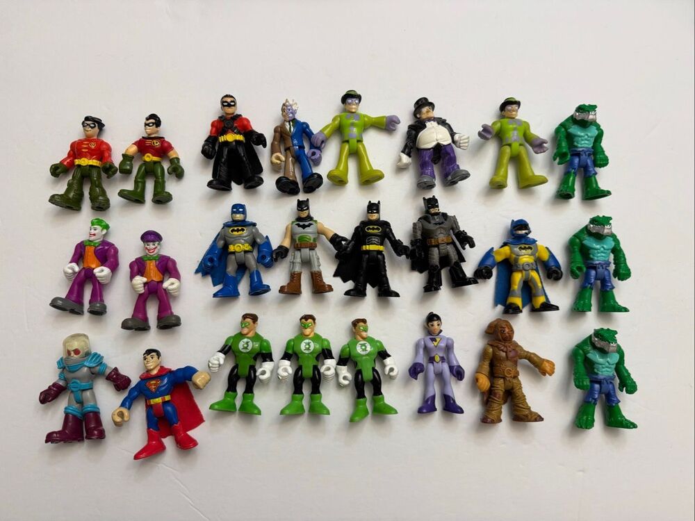 Imaginext DC Comics Lot of 24 Action Figures Batman Robin Penguin Two Face Joker